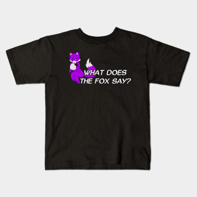 What does the fox say? - Purple Kids T-Shirt by Brony Designs